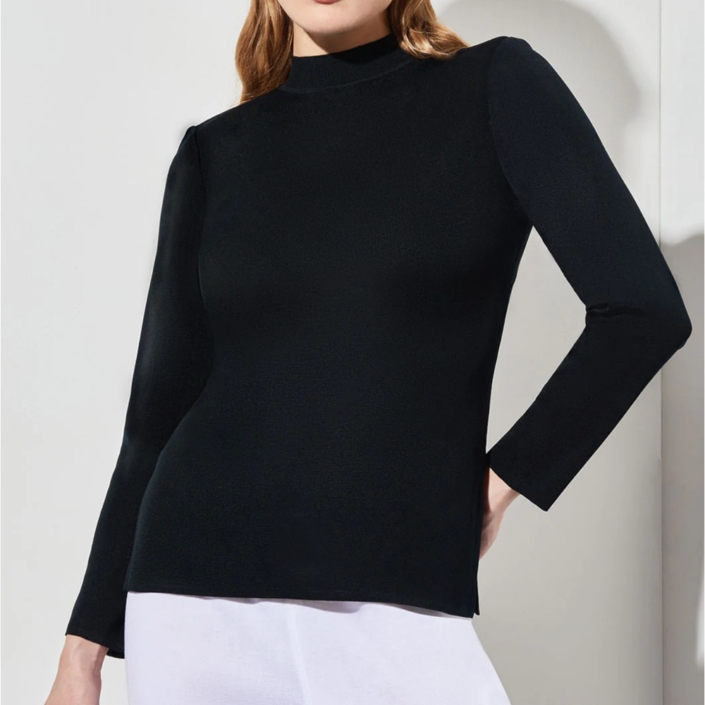 Ming Wang Black Mock neck Tunic Sweater M
